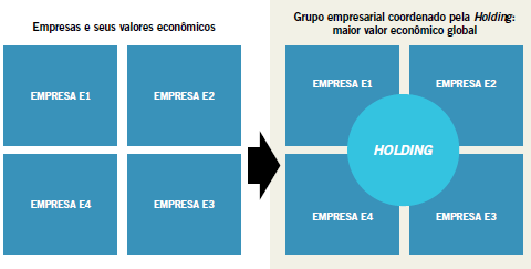 Empresas e seus valores econômicos e Grupo empresarial coordenado pela Holding:
maior valor econômico global